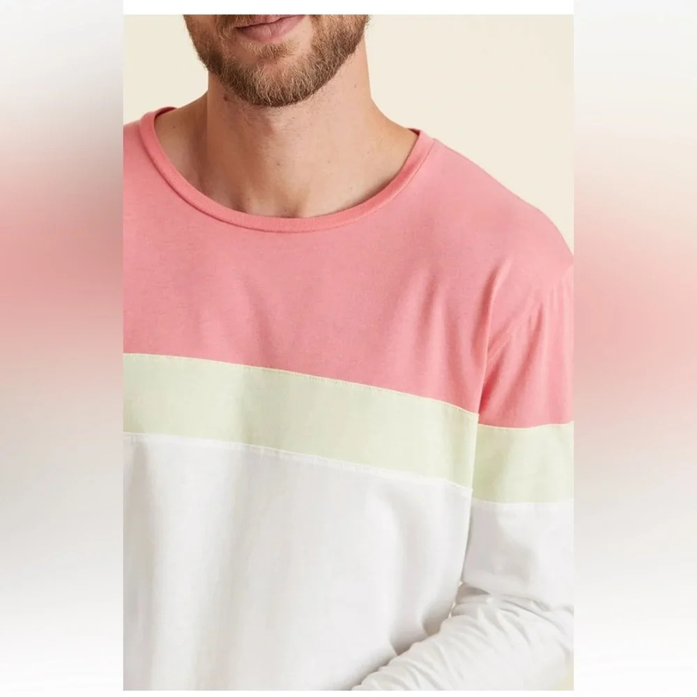 Marine Layer Men's Jacob Crew Color Block Long Sleeve T-Shirt - M/L - Picture 4 of 10